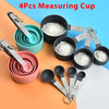 Stainless Steel Handle Measuring Spoon and Cup Set - Baking Kitchen Tools - 4pcs White Cup