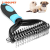 Professional 2-Sided Pet Deshedding Brush and Dematting Comb - Blue