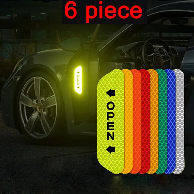 6-Piece Reflective Car Warning Sticker Set for Various Models