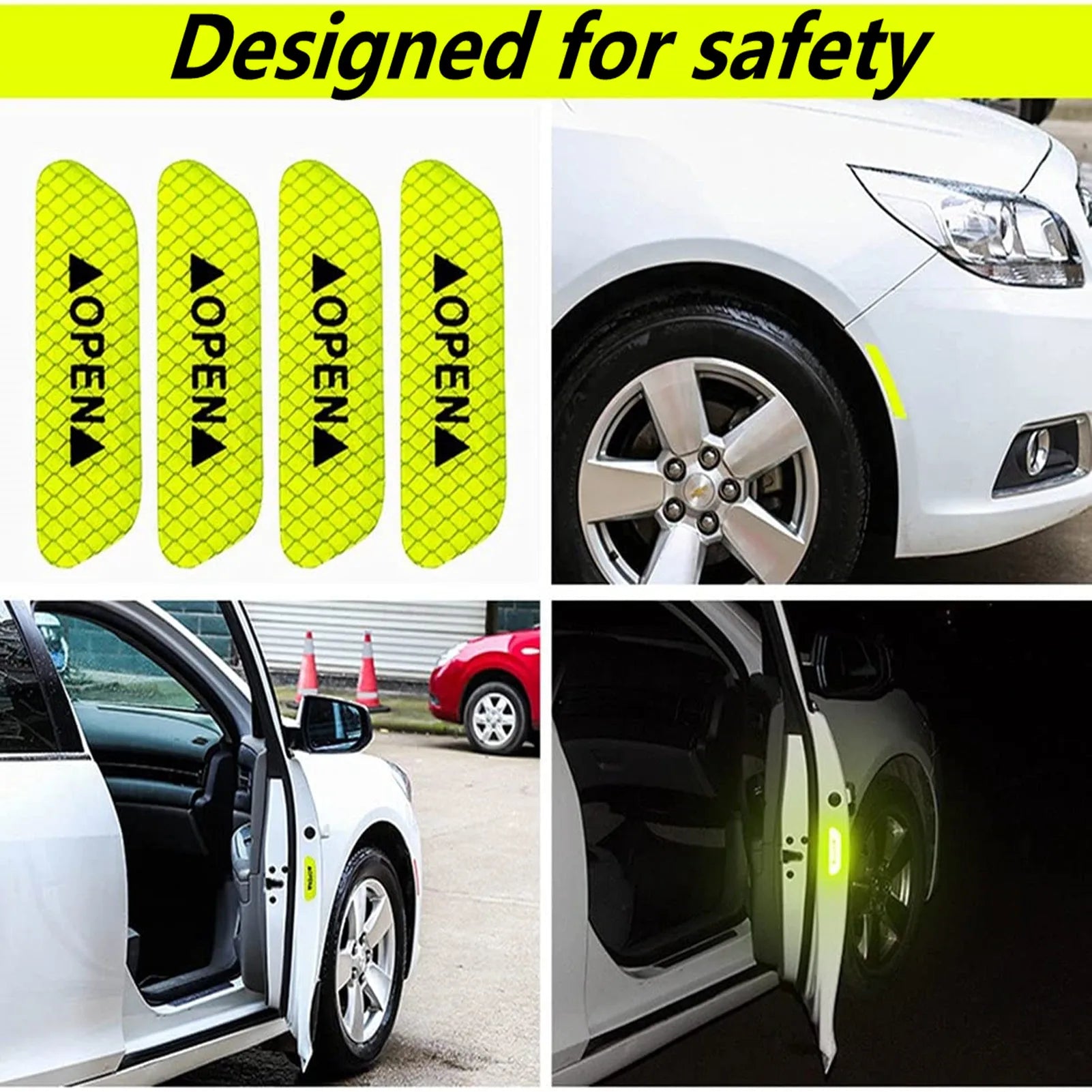 6-Piece Reflective Car Warning Sticker Set for Various Models