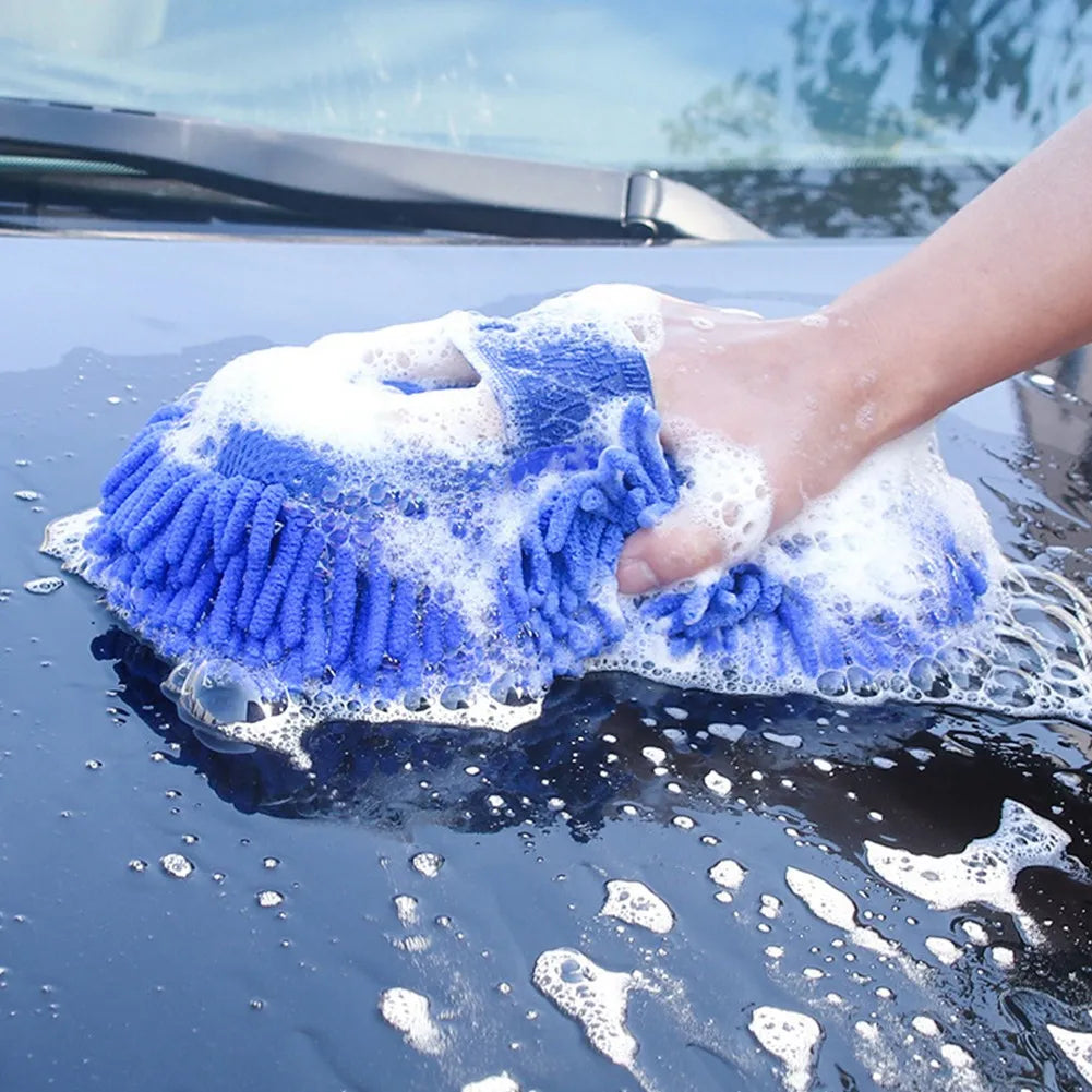 Blue Microfiber Chenille Car Wash Sponge for Cleaning and Care