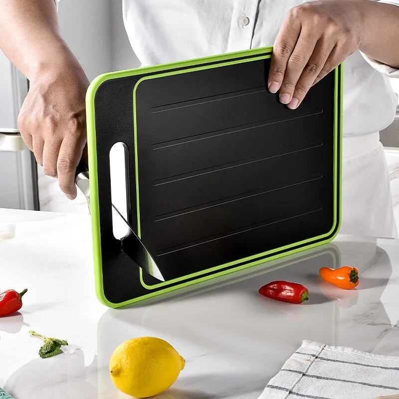 Double-Sided Cutting Board with Thawing Function and Sharpener