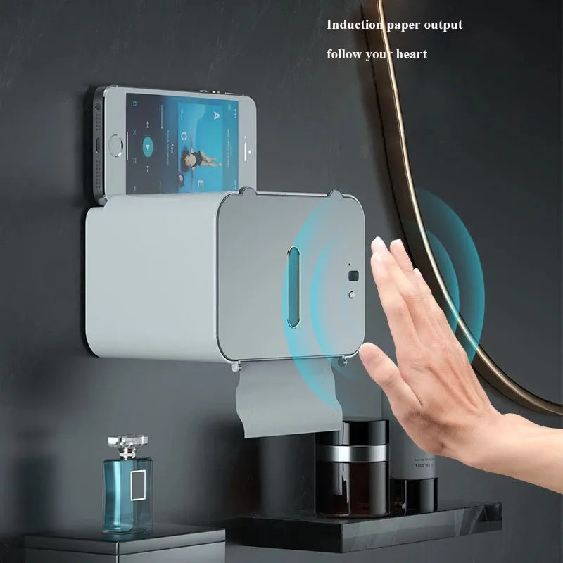 Automatic Wall-Mounted Toilet Paper Holder Shelf