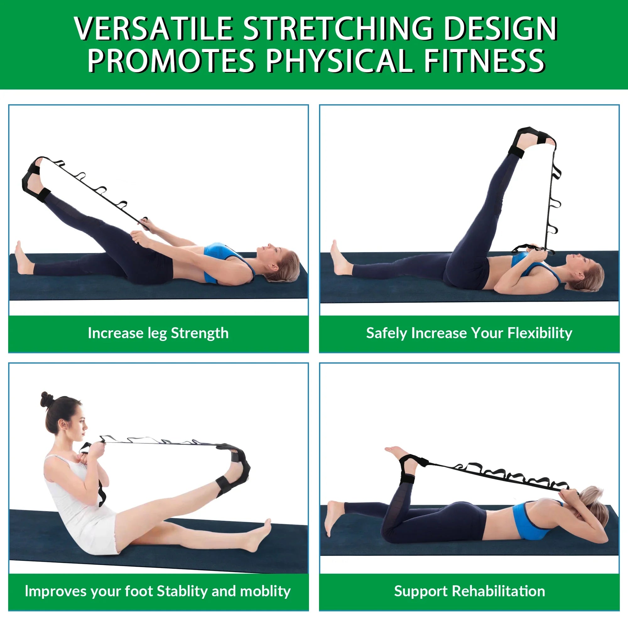KOMZER Yoga and Gymnastics Stretch Strap with Loops for Leg and Foot Stretching