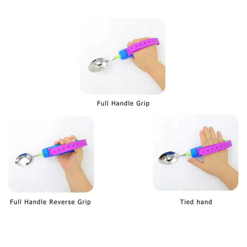 Rotatable Stainless Steel Adaptive Eating Utensil for Elderly and Disabled