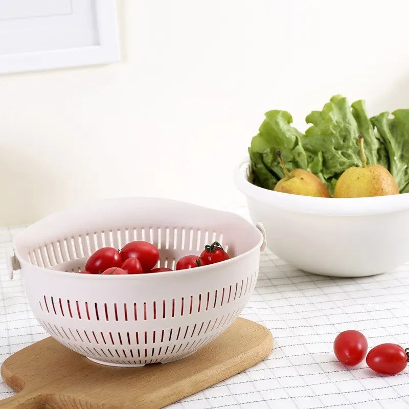 SwivelFresh Duo: Removable Double Layer Fruit and Vegetable Washing Tray
