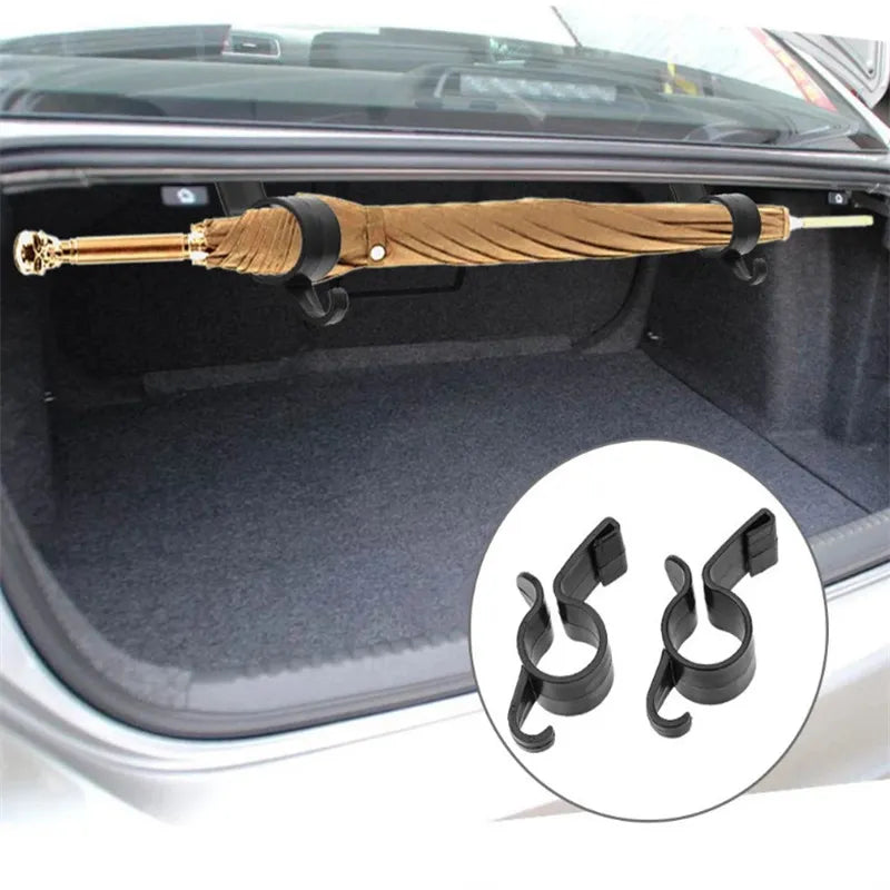 2-Pack Car Trunk Hooks for Umbrellas, Towels, and More
