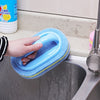 Bathroom and Kitchen Cleaning Brush with Handle and Sponge