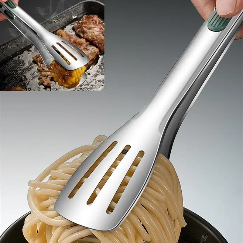 Non-Slip Stainless Steel Kitchen Food Tongs in Various Sizes