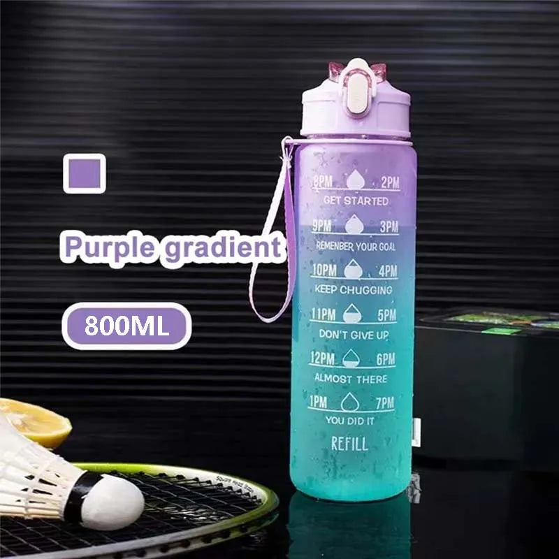 800ML Motivational Sports Water Bottle with Time Marker