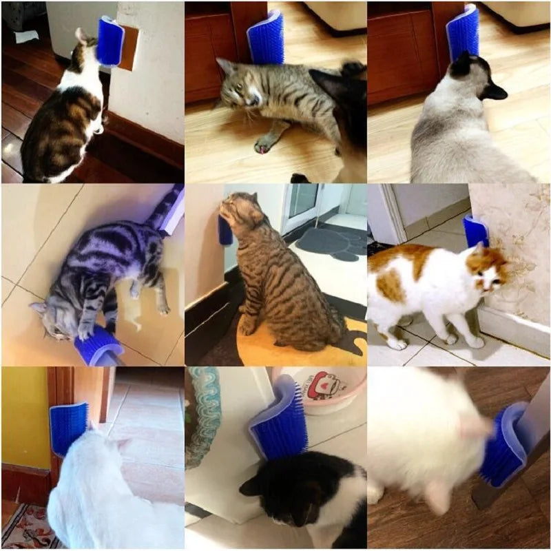 Pet Grooming Combo: Cat Scratcher Massager and Hair Removal Brush