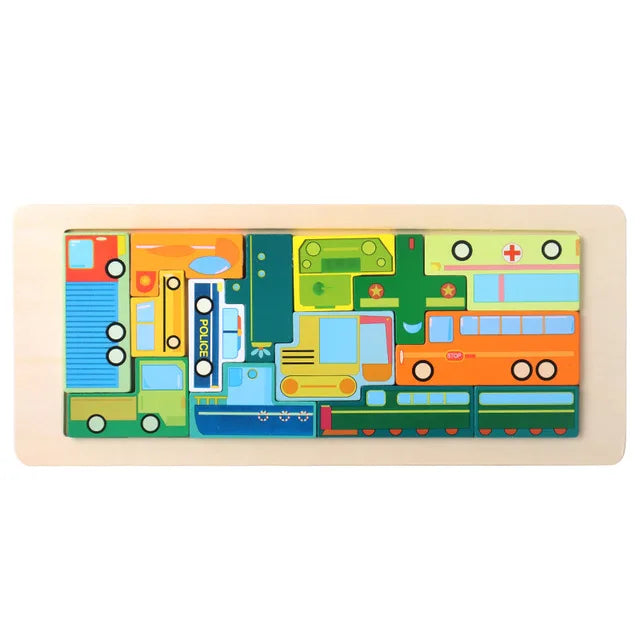 3D Wooden Puzzle Toy for Children - Color and Shape Cognition Brain Game