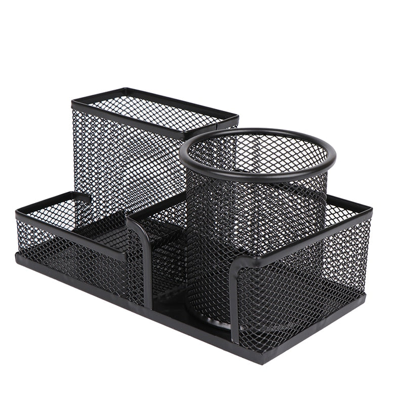Creative Metal Desk Stationery Organizer - Pen Holder, Pencil Storage, and More - A