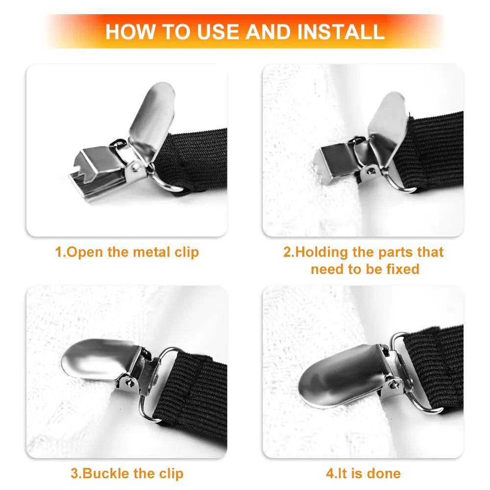 Adjustable Bed Sheet Grippers - Set of 4 Fasteners for Sheets and Bedding