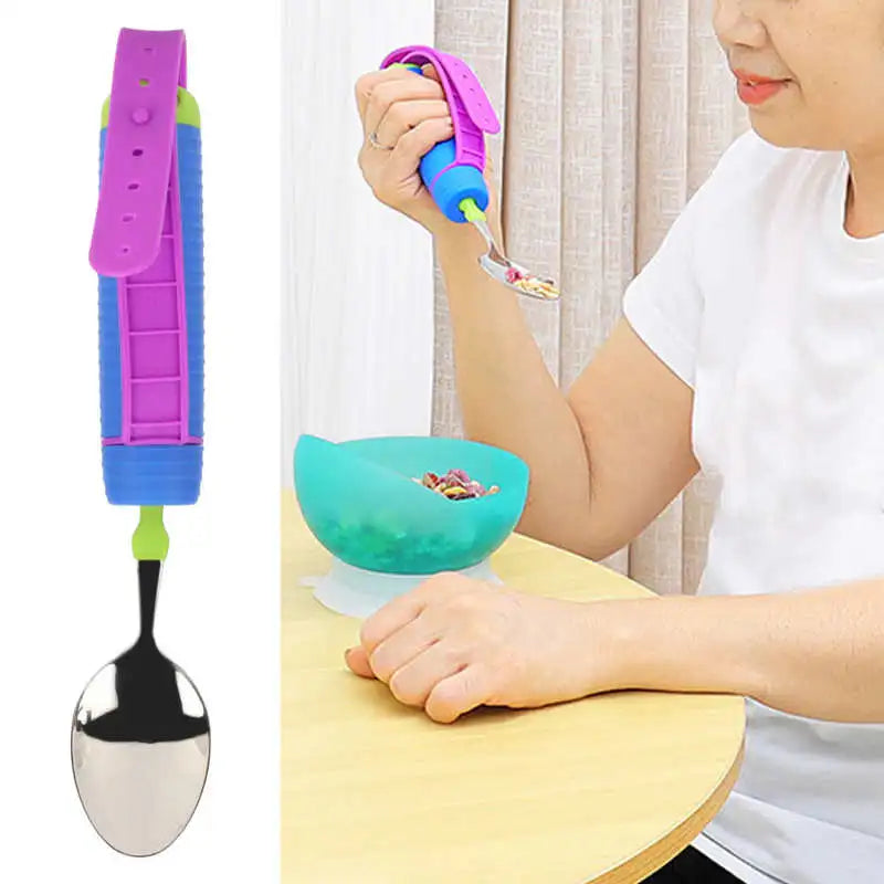 Rotatable Stainless Steel Adaptive Eating Utensil for Elderly and Disabled