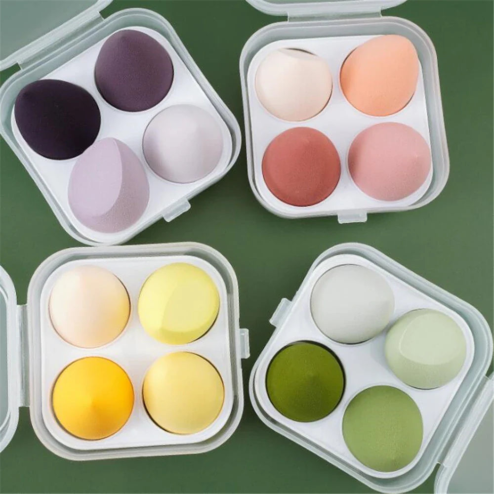 Makeup Sponge Blender Set for Flawless Beauty - 4pcs Pink with Box