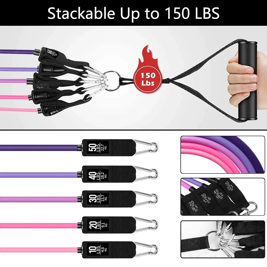 5-Tube Fitness Resistance Bands Set with Accessories