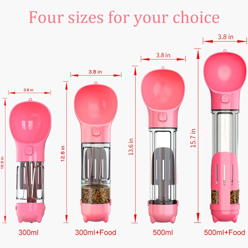 3-in-1 Portable Cat Dog Water Bottle and Feeder
