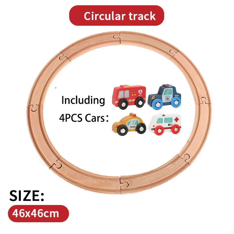 DIY Wooden Train Track & Building Blocks Expansion Set - Educational Toy for Kids