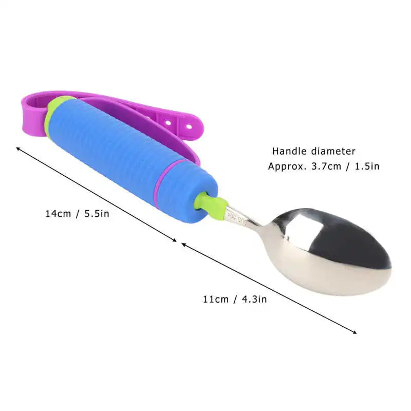 Rotatable Stainless Steel Adaptive Eating Utensil for Elderly and Disabled