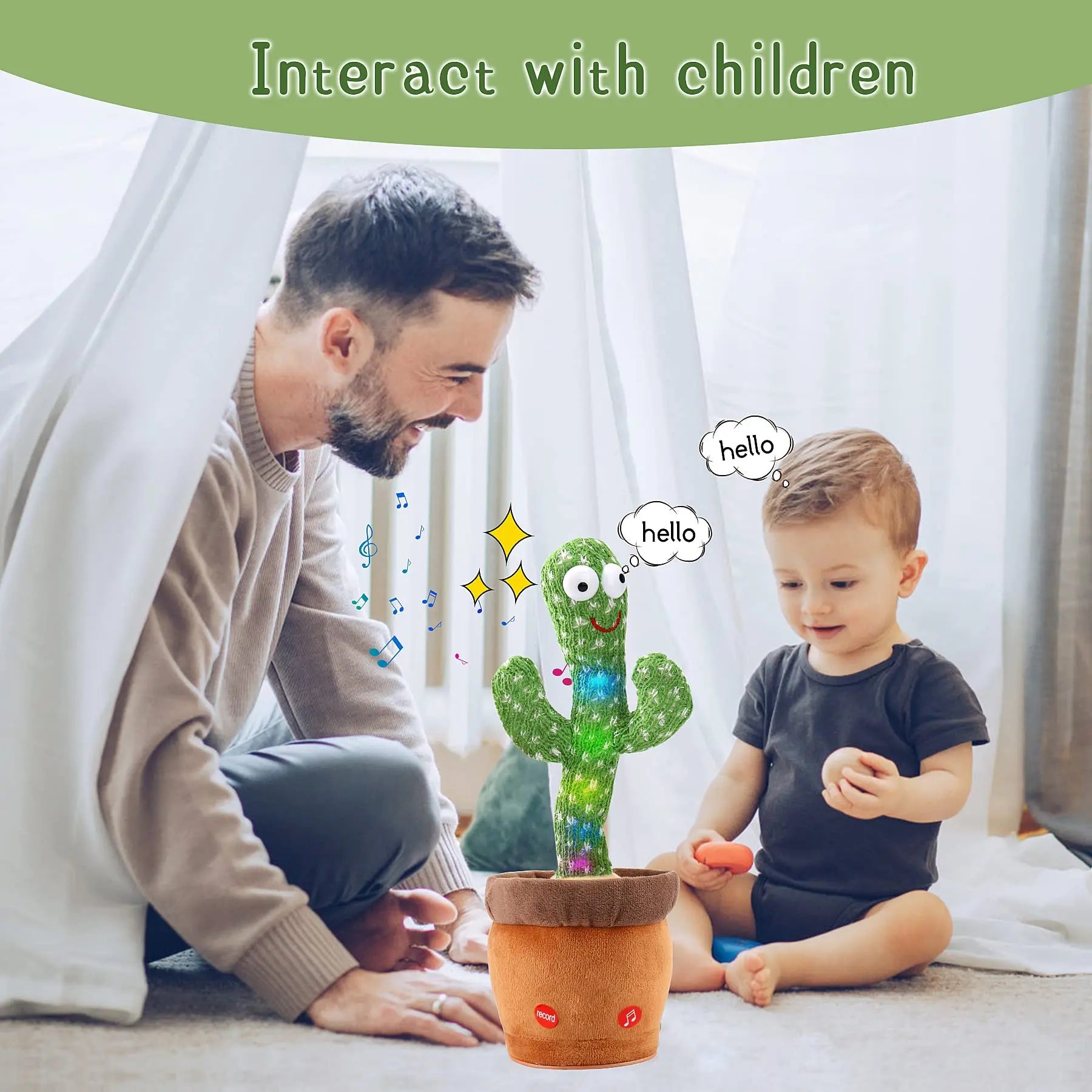 Dancing Cactus Talking Toy - Singing, Recording, and Interactive Plush Gift