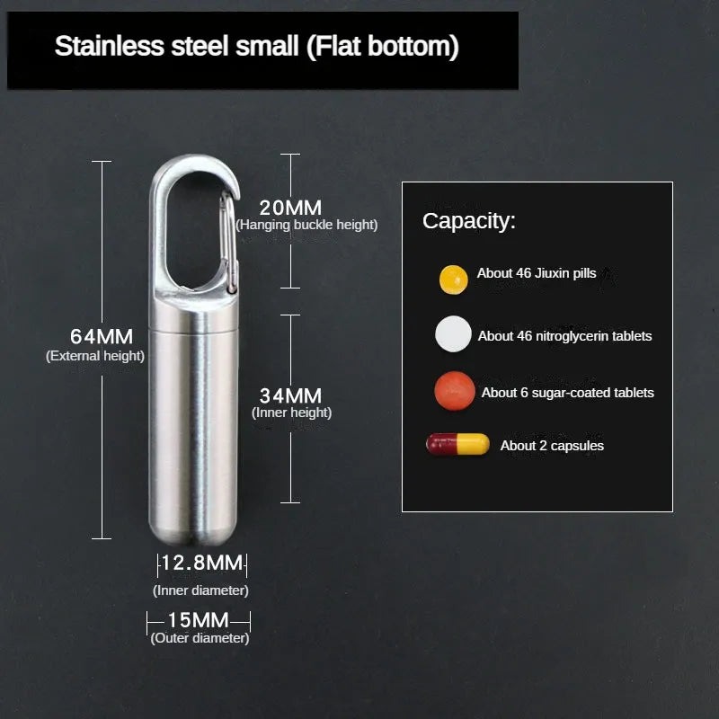 Portable Stainless Steel Waterproof Pill Box for Travel