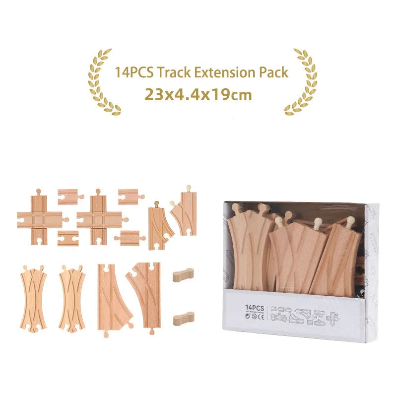 DIY Wooden Train Track & Building Blocks Expansion Set - Educational Toy for Kids