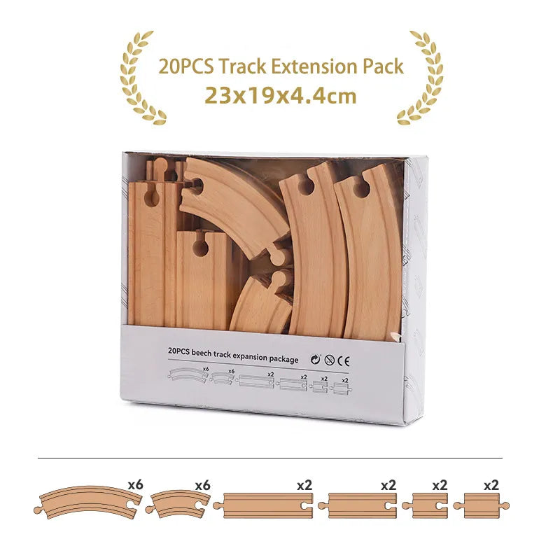 DIY Wooden Train Track & Building Blocks Expansion Set - Educational Toy for Kids