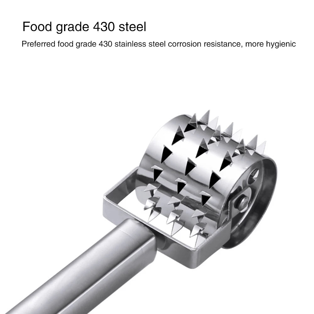 Stainless Steel Handheld Meat Tenderizer Roller for Steak and Pork