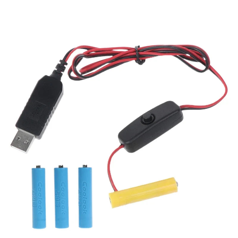 4 AAA Dummy Battery Adapter with USB Power Supply Cable