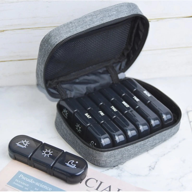 7-Day Pill Organizer - Portable Travel Box with Large Compartments for Medications