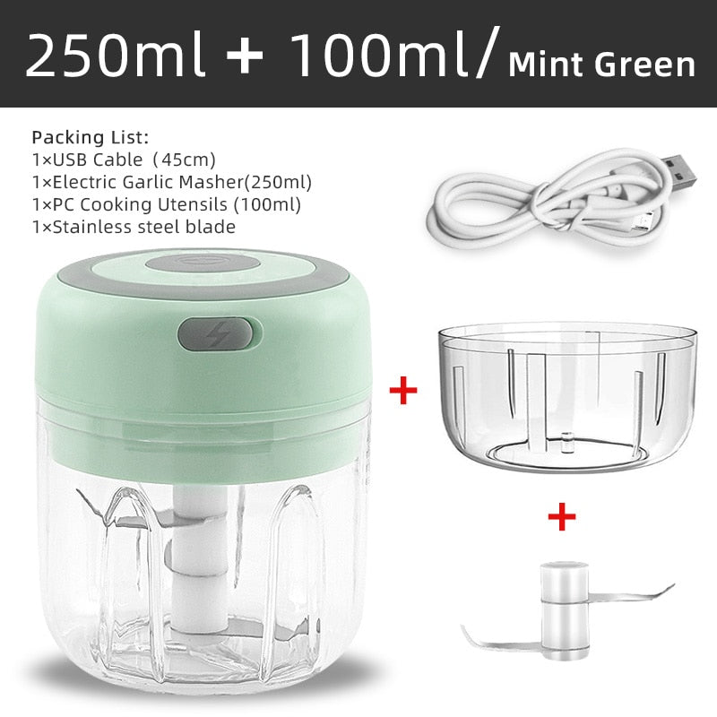Electric Mini Food Chopper - USB Portable Kitchen Gadgets for Garlic, Meat, and Vegetables