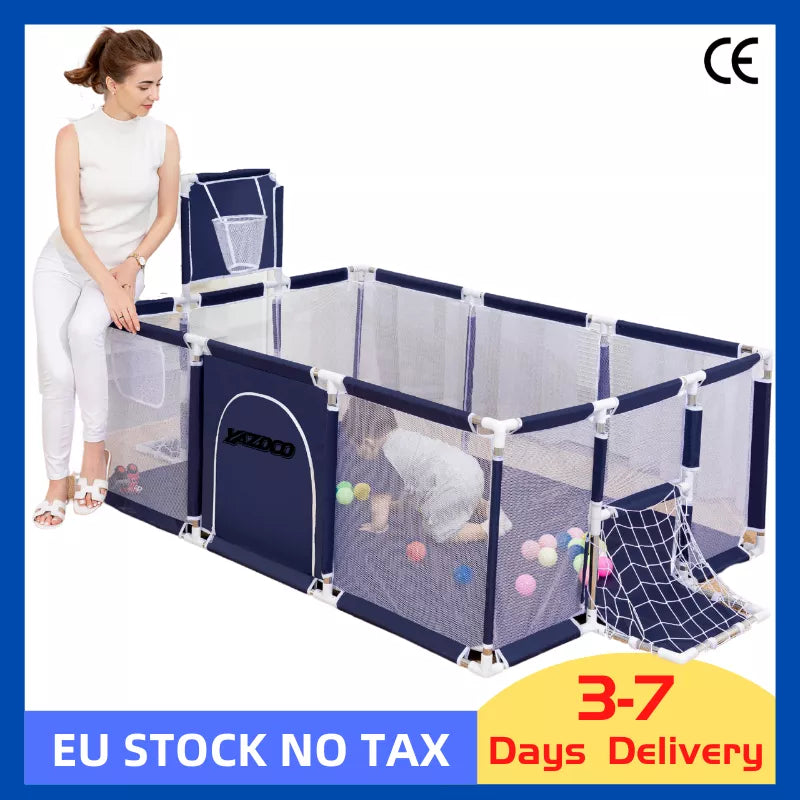 Indoor Baby Playpen for Safety and Fun - Blue 2 Soccer Door