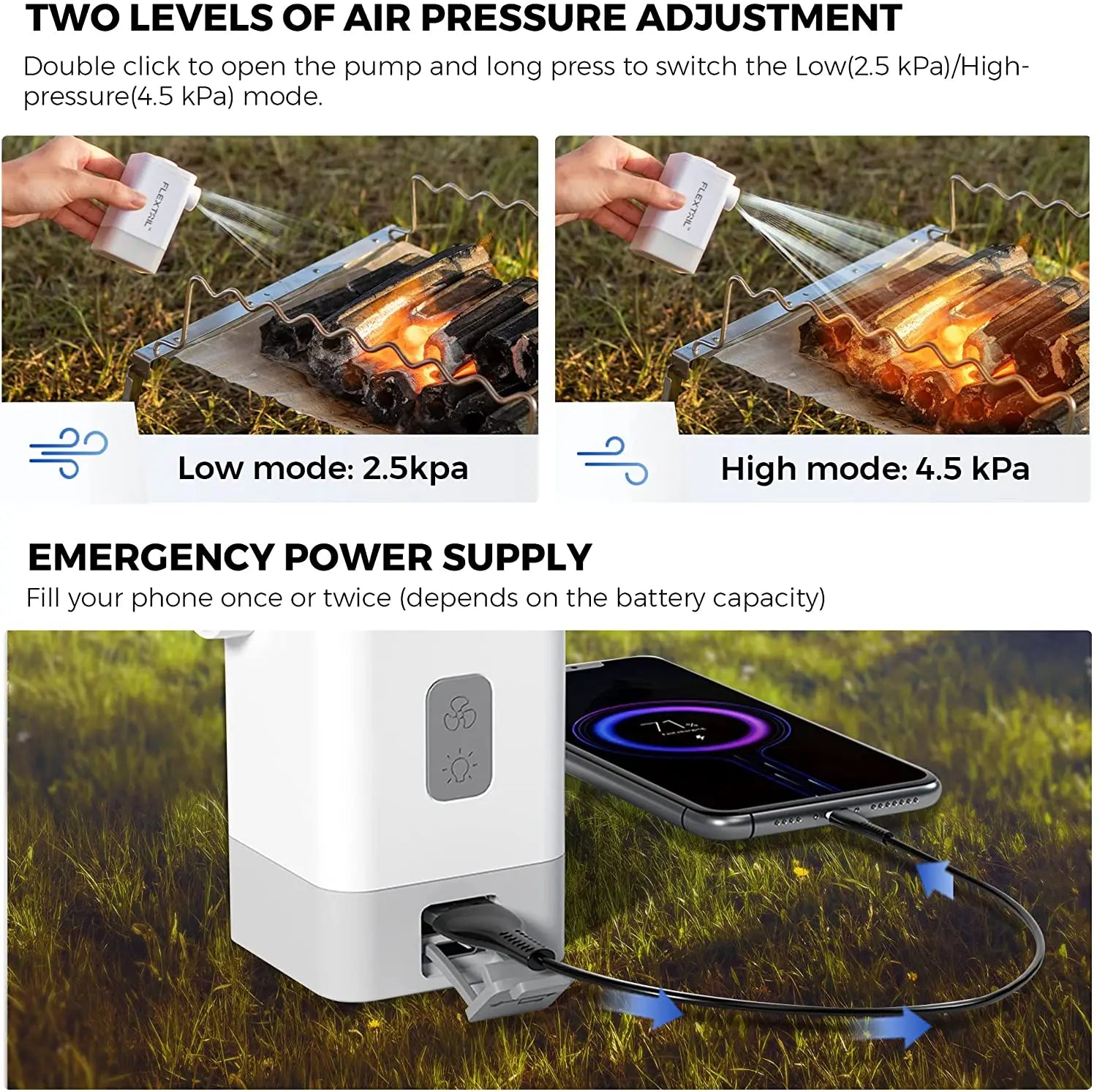 Ultralight Rechargeable Air Pump with Lantern