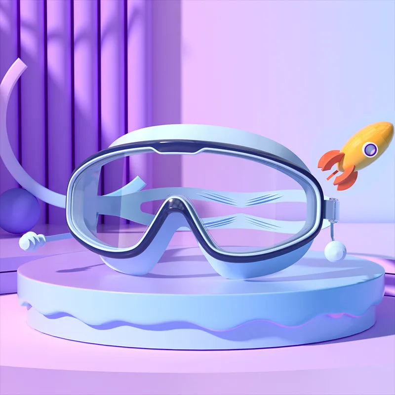 Large Frame Children's Swimming Goggles with Anti-Fog and Earplugs