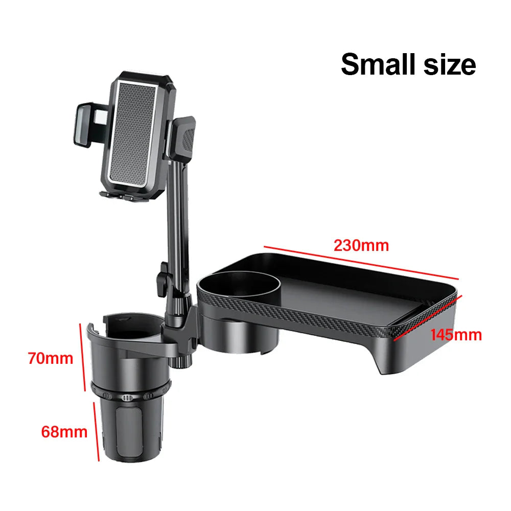 Dual Cup Holder Expander Tray with Phone Holder for Car Seats