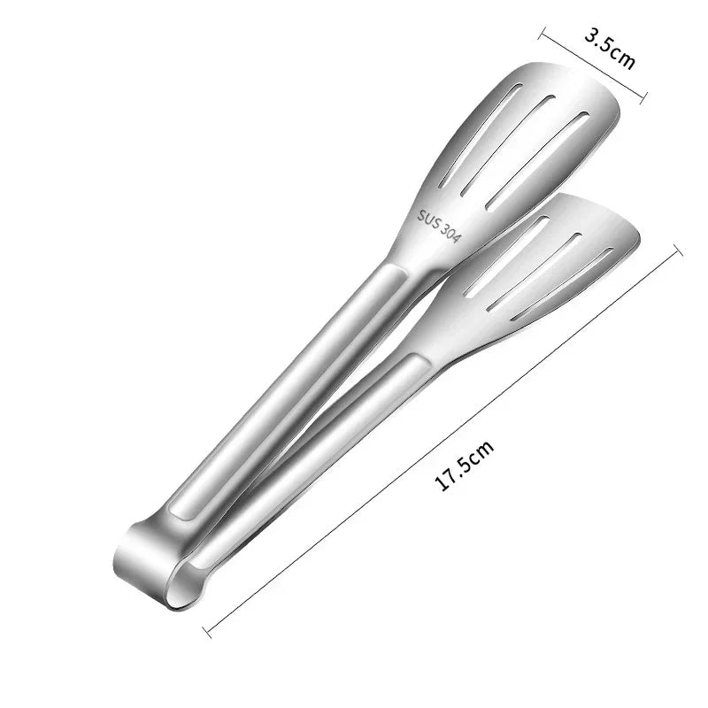 Non-Slip Stainless Steel Kitchen Food Tongs in Various Sizes