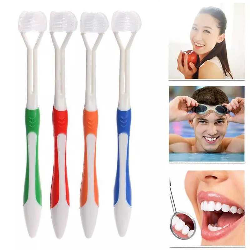 Ultrafine 3-Sided Adult Toothbrush for Oral Care - Yellow