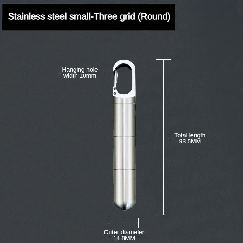Portable Stainless Steel Waterproof Pill Box for Travel