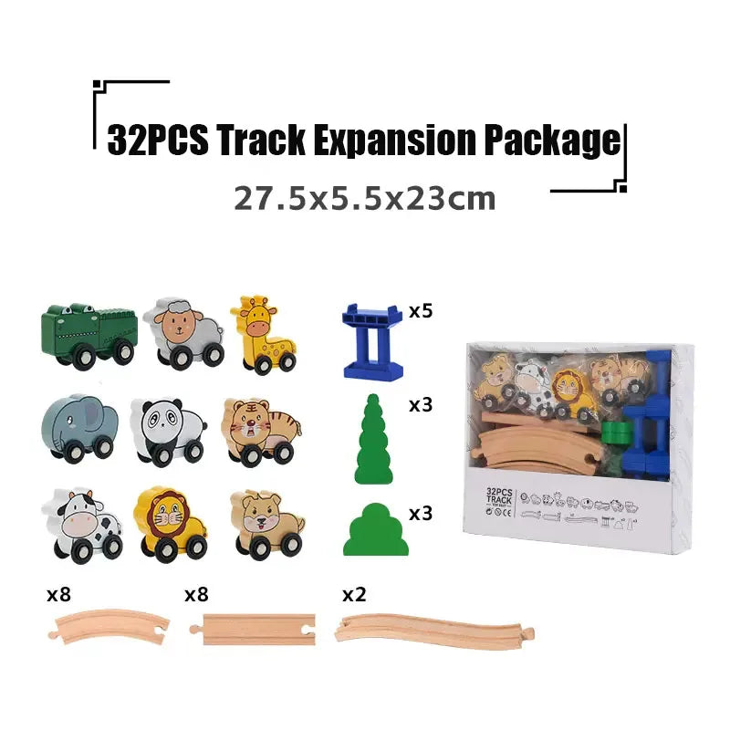 DIY Wooden Train Track & Building Blocks Expansion Set - Educational Toy for Kids