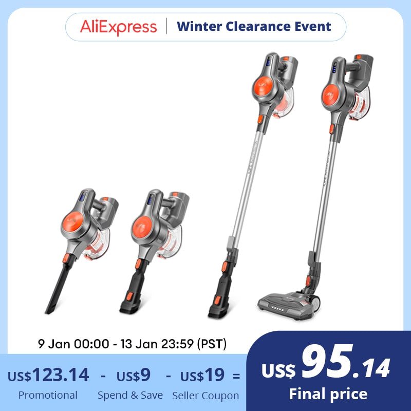 ILIFE Cordless Handheld Vacuum Cleaner - 21kPa Suction, LED Illuminate - H70 Plus