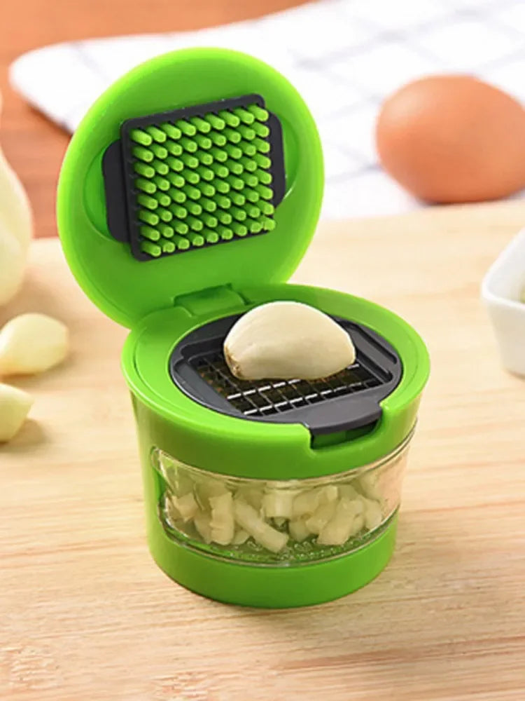 Multi-Functional Plastic Garlic Mud Press for Slicing, Dicing, and Storage