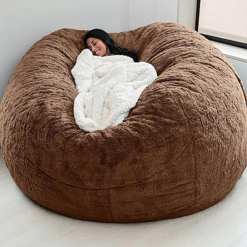 Soft and Warm 180x90cm Fur Bean Bag Bed Cover for Comfortable Living Room Furniture