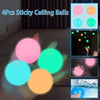 4Pcs Glow Ceiling Balls Sticky Wall Squishy Fidget Toys