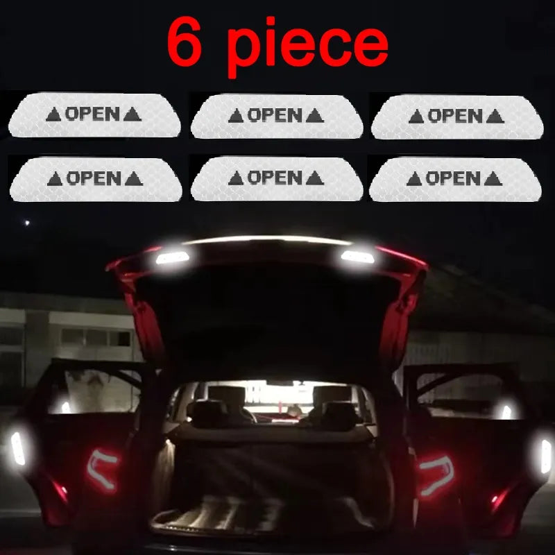 6-Piece Reflective Car Warning Sticker Set for Various Models