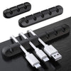 Adhesive Cable Winder Clips for Desk Organization - Black 3 Holes