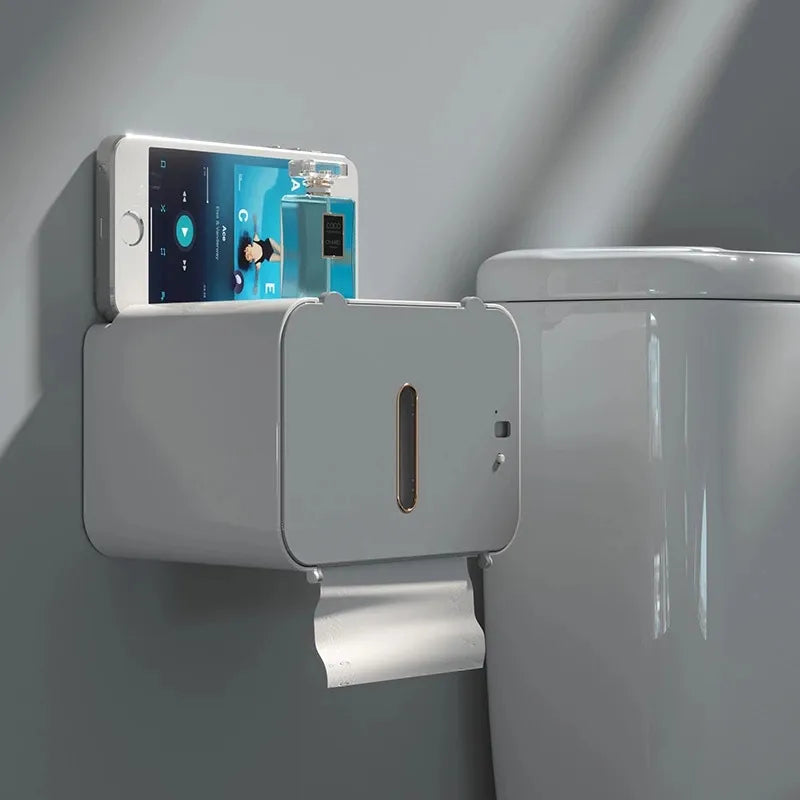 Automatic Wall-Mounted Toilet Paper Holder Shelf