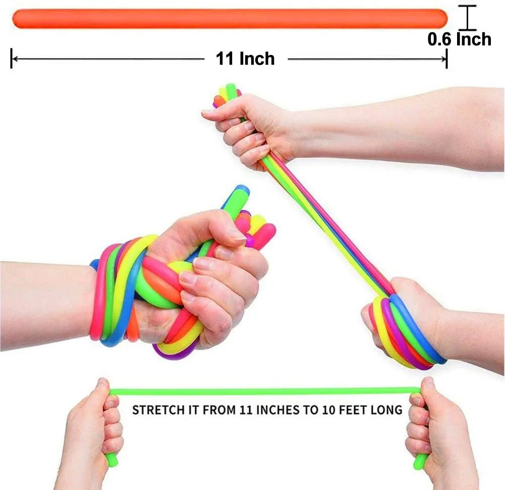 6-Pack Stretchy String Sensory Fidget Toys for Stress Relief