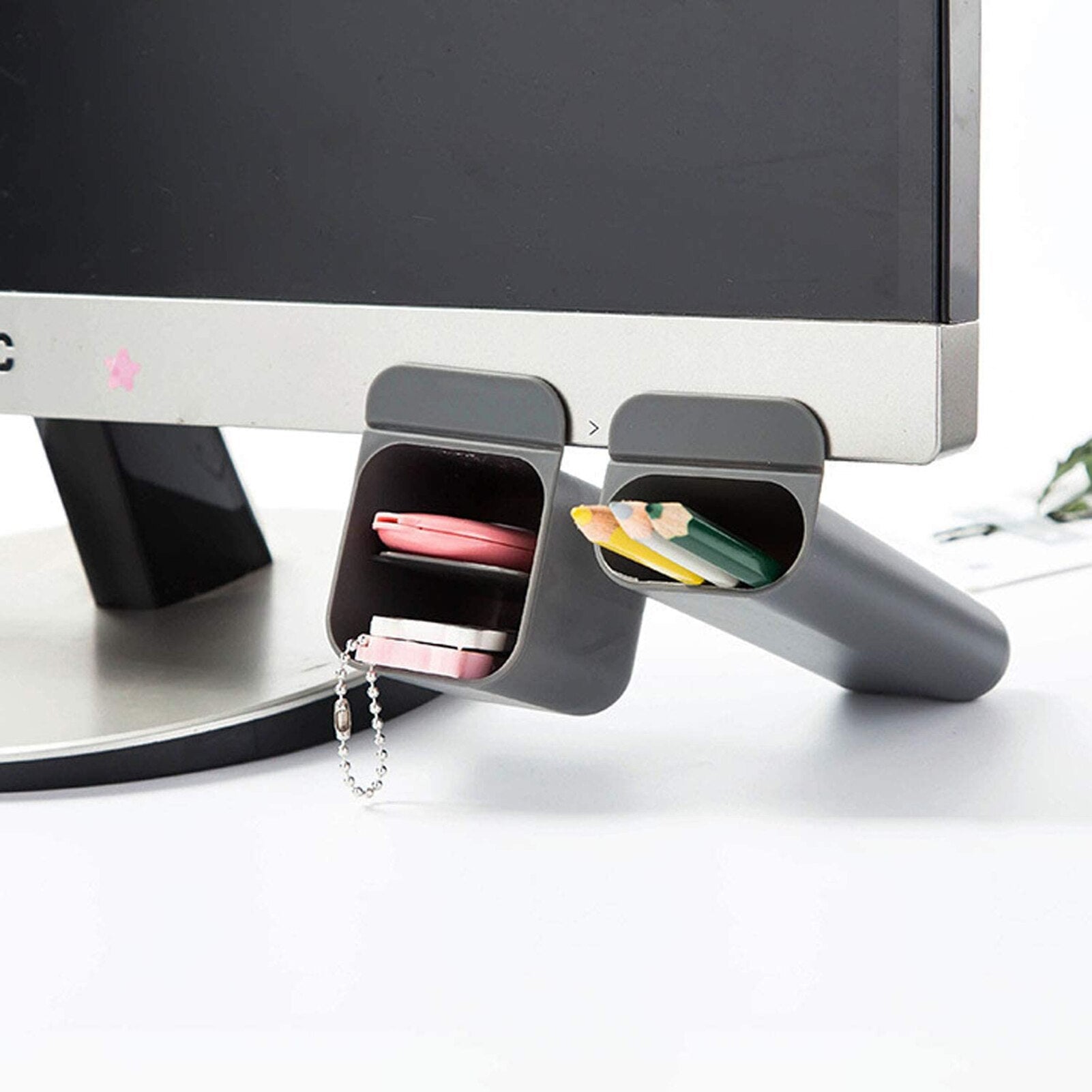 Creative PC Screen Pen Holder - Desktop Storage for Pens and Pencils