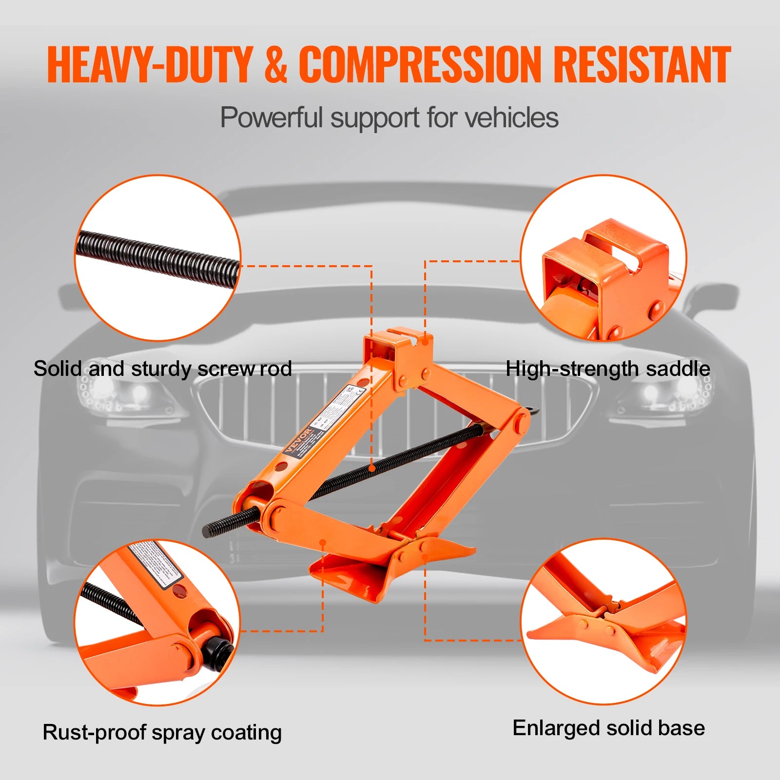 VEVOR 2.5 Ton Scissor Car Jack with 3.7"-17.1" Lifting Range